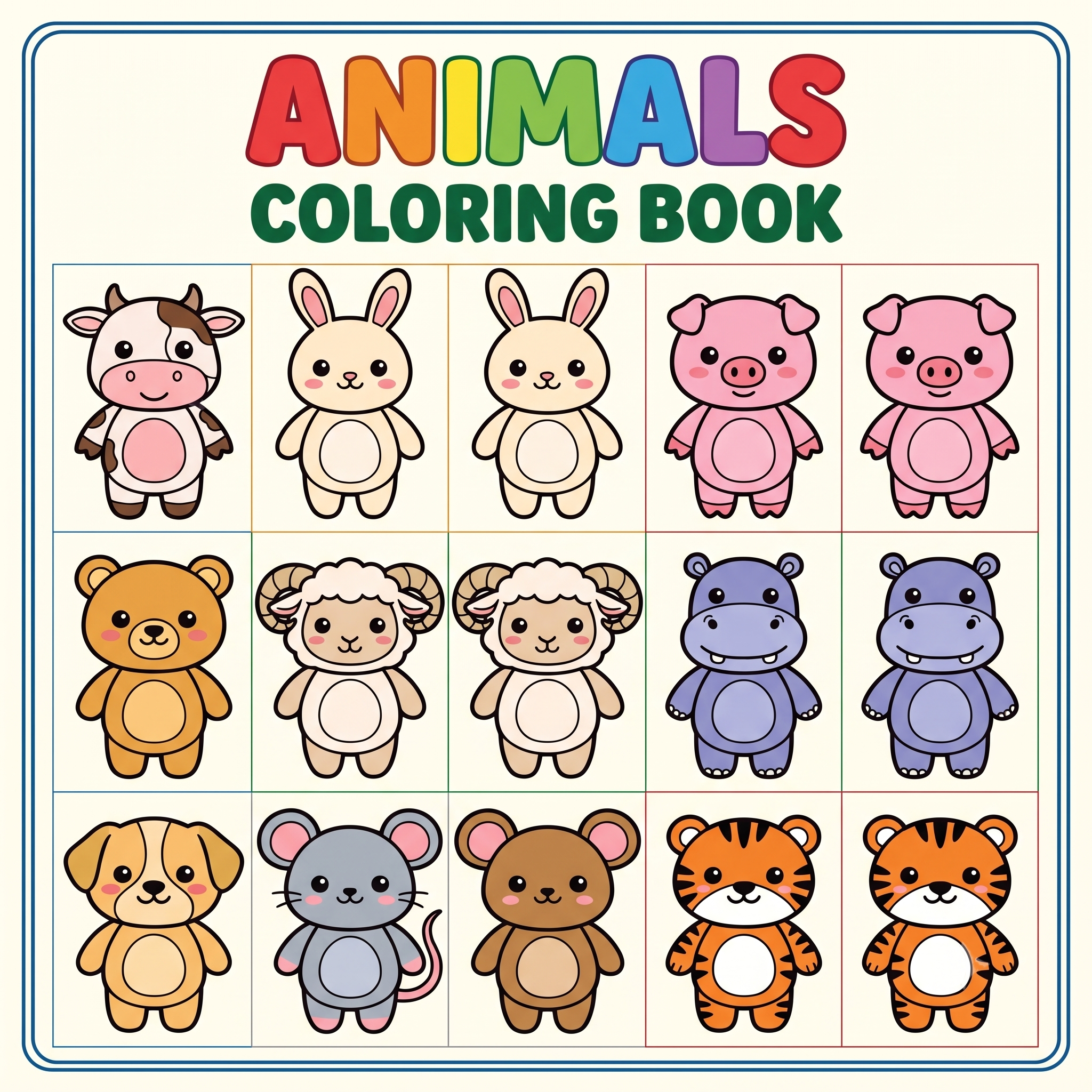 18 Cute Animals Coloring Pages with Handwriting Practice | Digital Activity Book